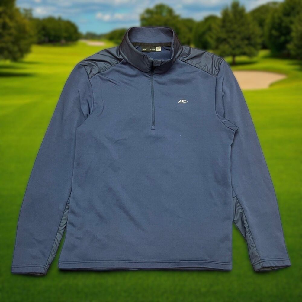 KJUS Caldera Half Zip Pullover Mens 54/XL Blue Stretch Shoulder Golf MSRP $199